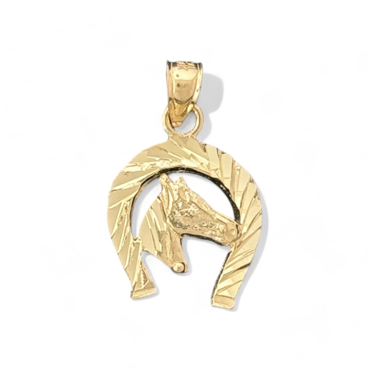 14KT Yellow Gold Horse Head Horseshoe Pendant