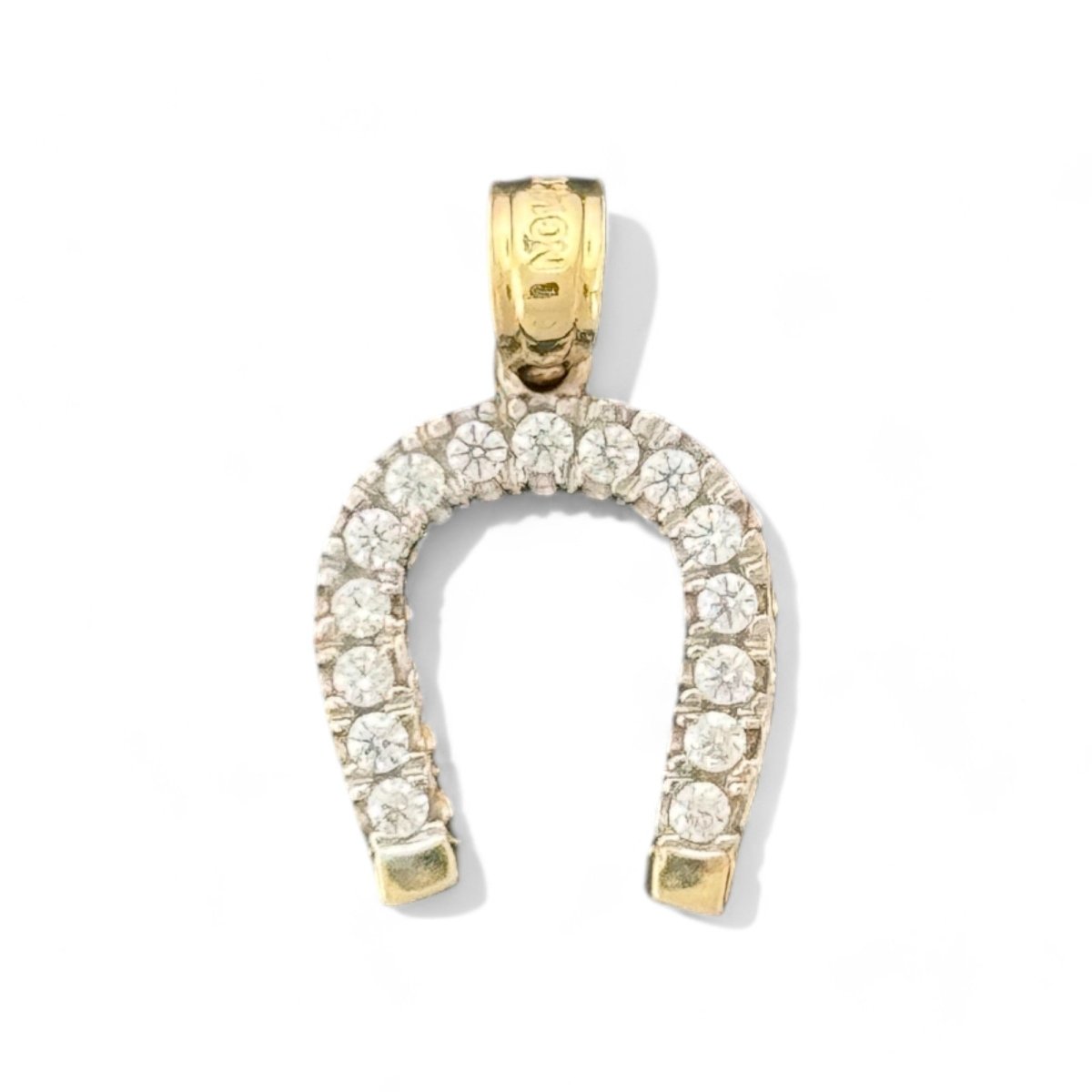 14KT Yellow Gold Horseshoe CZ Pendant