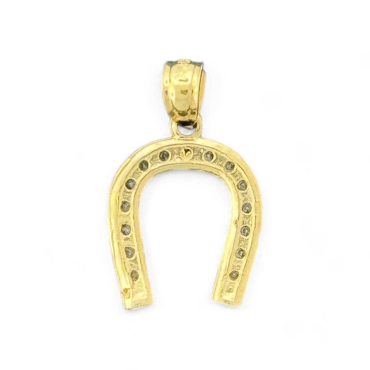 14KT Yellow Gold Horseshoe CZ Pendant