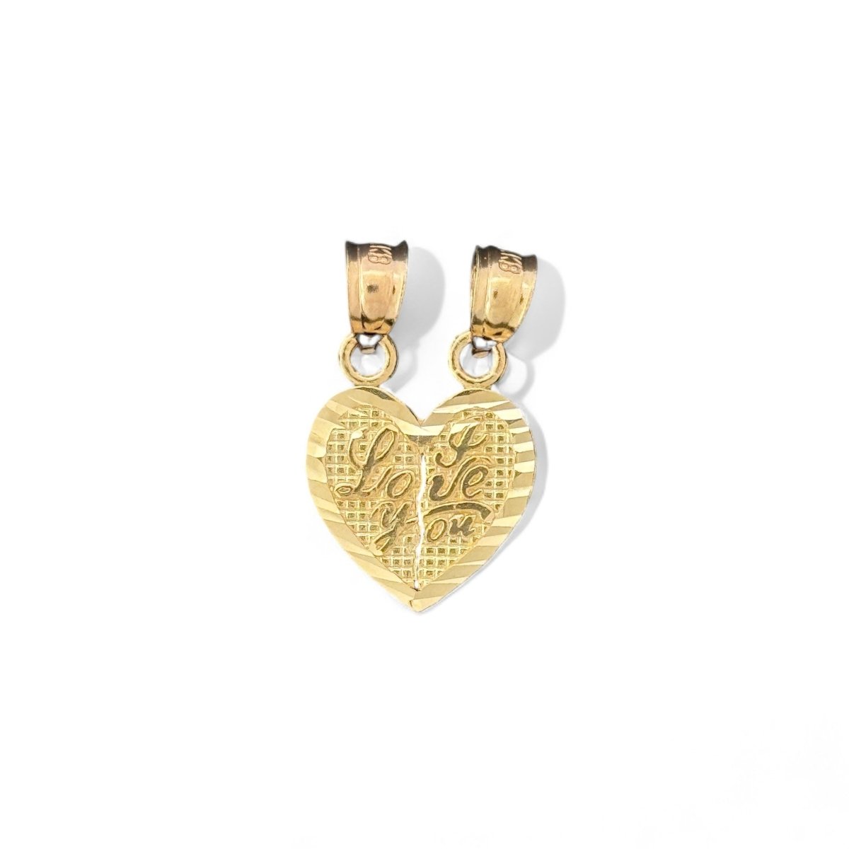 14KT Yellow Gold "I Love You" Breakable Heart Pendant