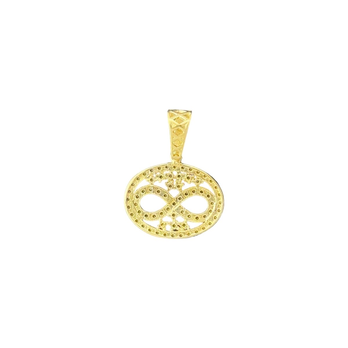 14KT Yellow Gold Infinity Oval Pendant with CZ Accents