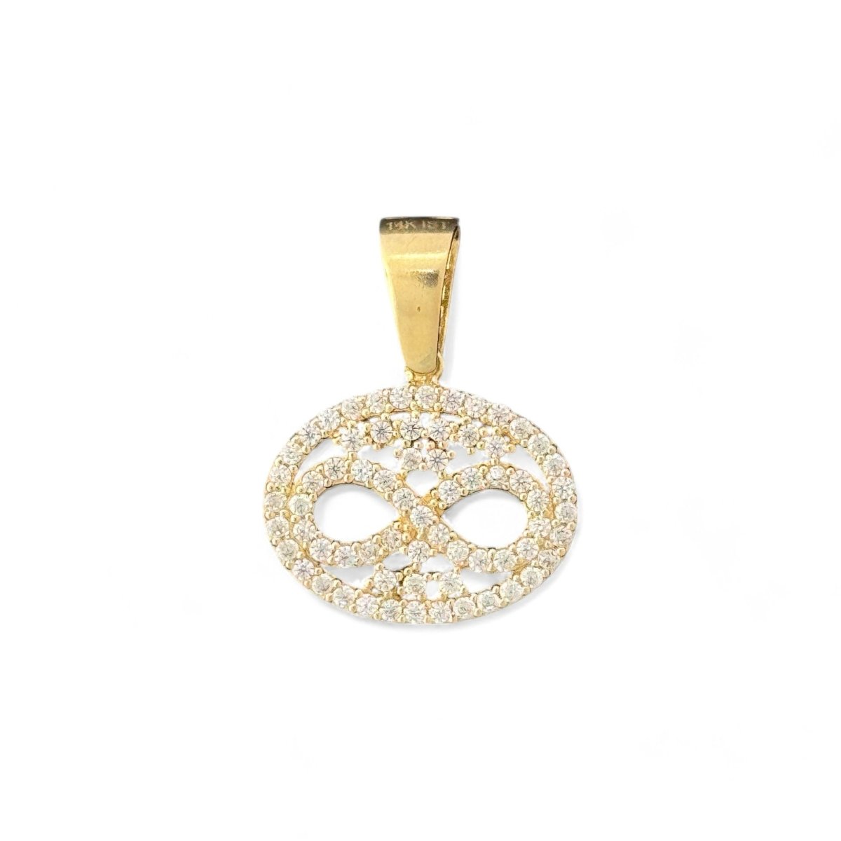 14KT Yellow Gold Infinity Oval Pendant with CZ Accents