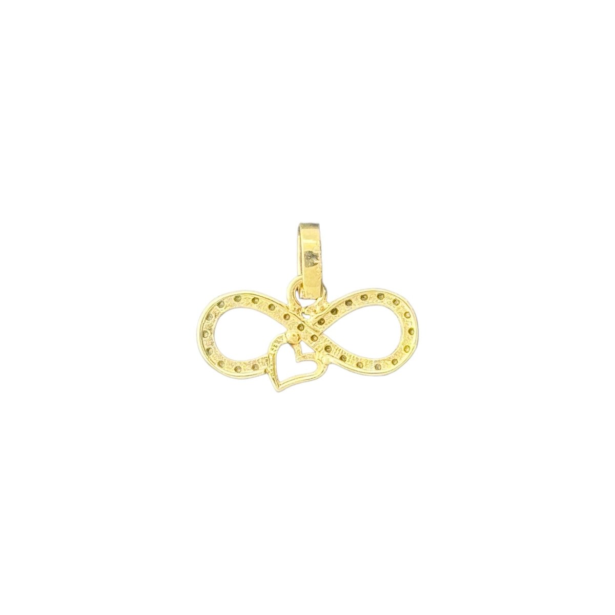 14KT Yellow Gold Infinity Pendant with Heart and CZ Accents