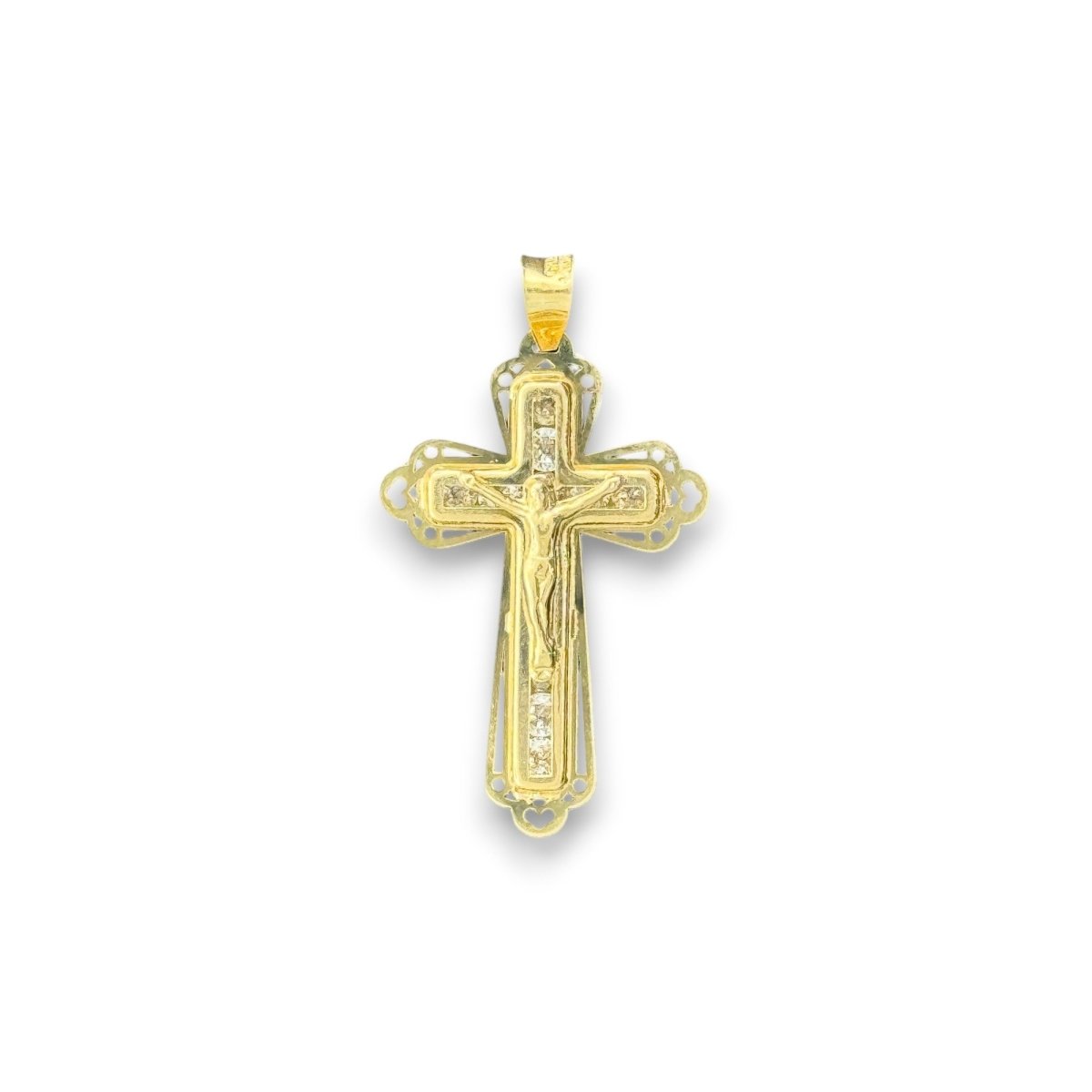 14KT Yellow Gold Intricate Crucifix Pendant - 0.88gms