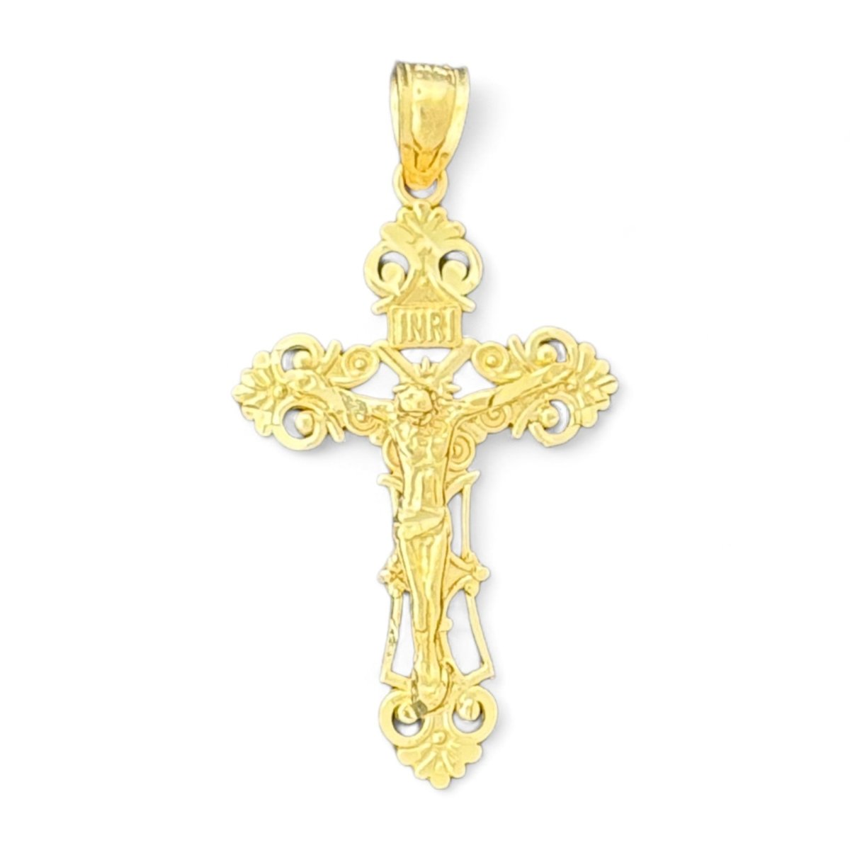 14KT Yellow Gold Intricate Crucifix Pendant - 1.51g