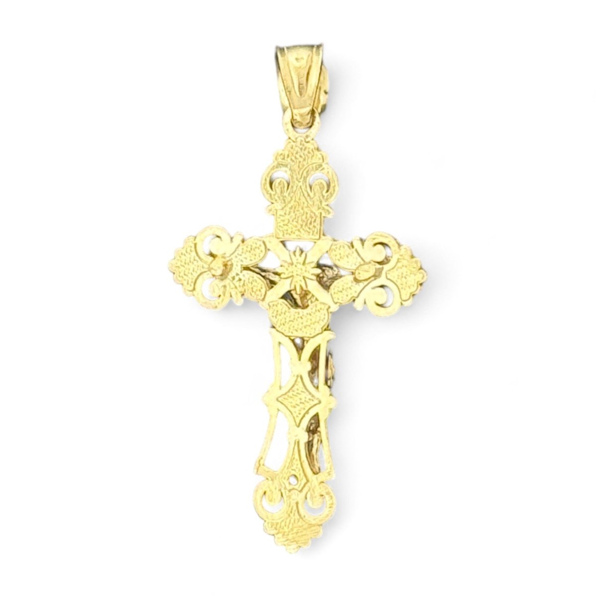 14KT Yellow Gold Intricate Crucifix Pendant - 1.51g