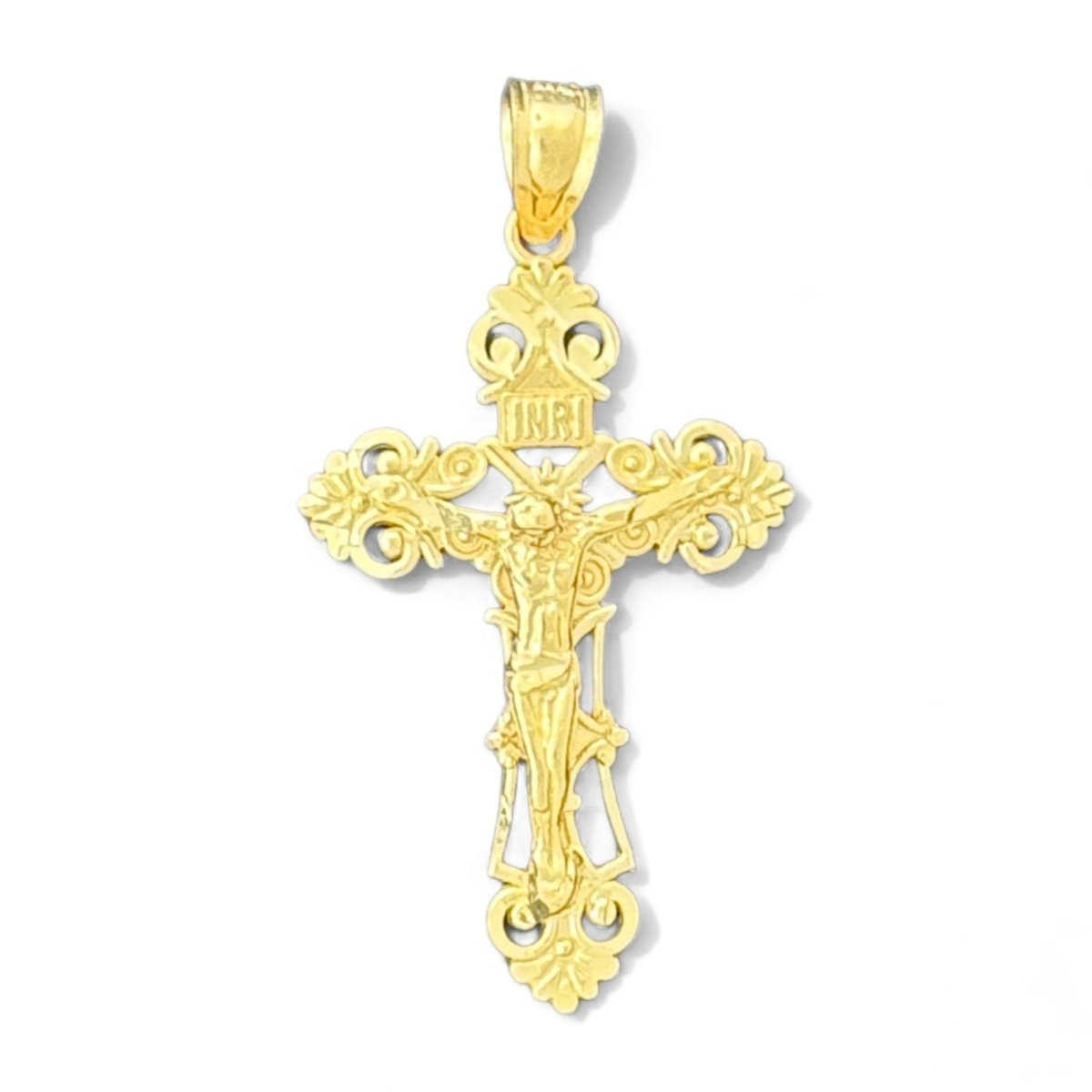 14KT Yellow Gold Intricate Crucifix Pendant - 1.51g