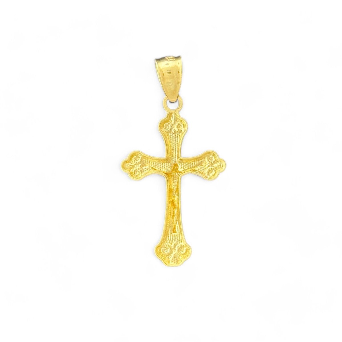 14KT Yellow Gold Ornate Crucifix Pendant - 1.51gms