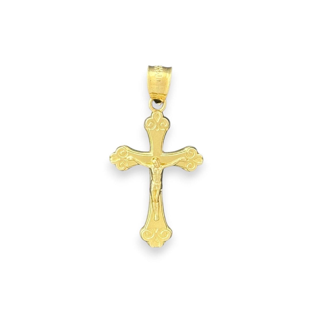 14KT Yellow Gold Ornate Crucifix Pendant - 1.51gms