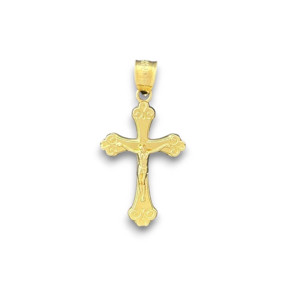 14KT Yellow Gold Ornate Crucifix Pendant - 1.51gms