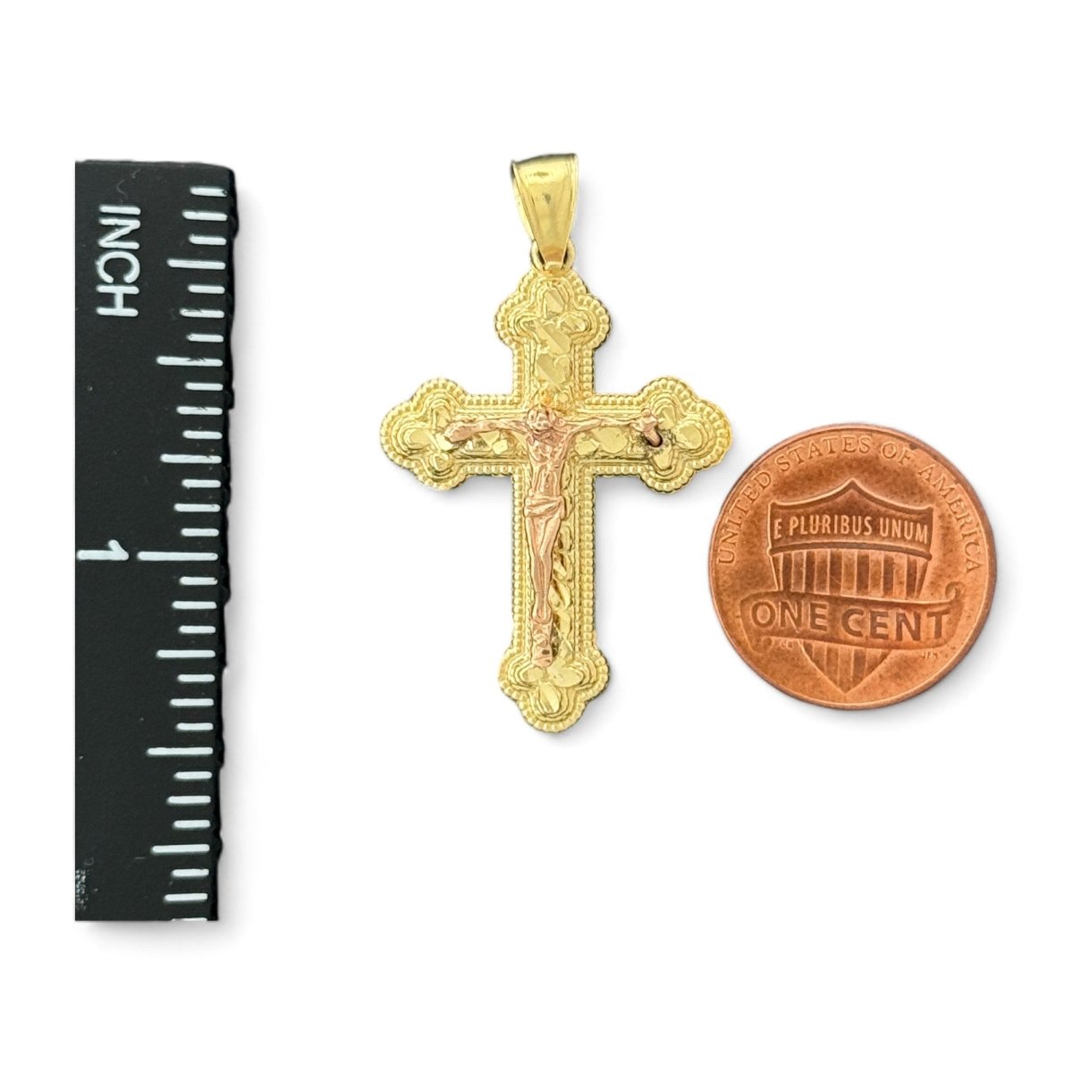 14KT Yellow Gold Ornate Crucifix Pendant - 2.55g