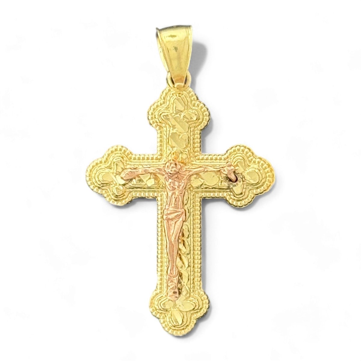 14KT Yellow Gold Ornate Crucifix Pendant - 2.55g