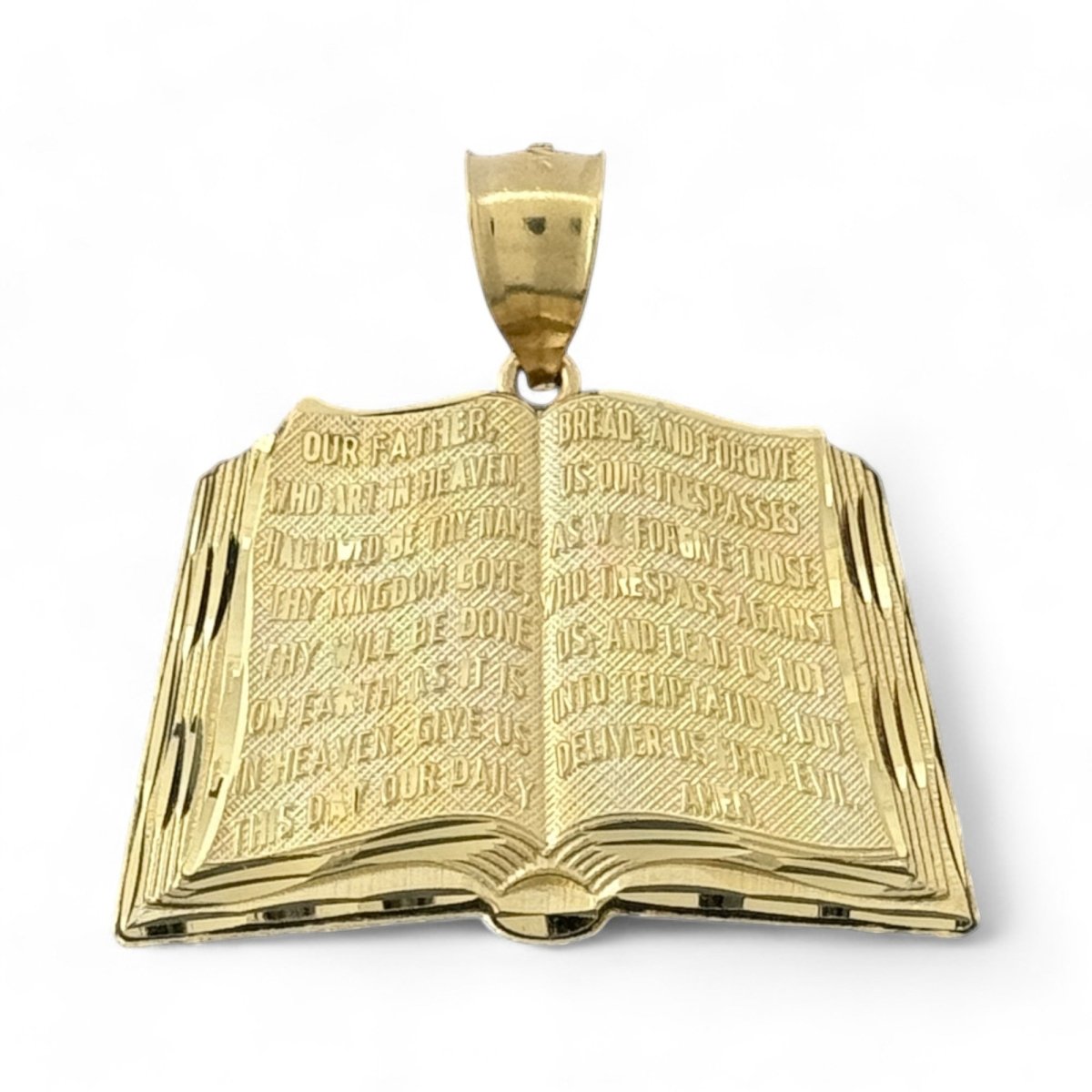 14KT Yellow Gold Our Father Prayer Book Pendant