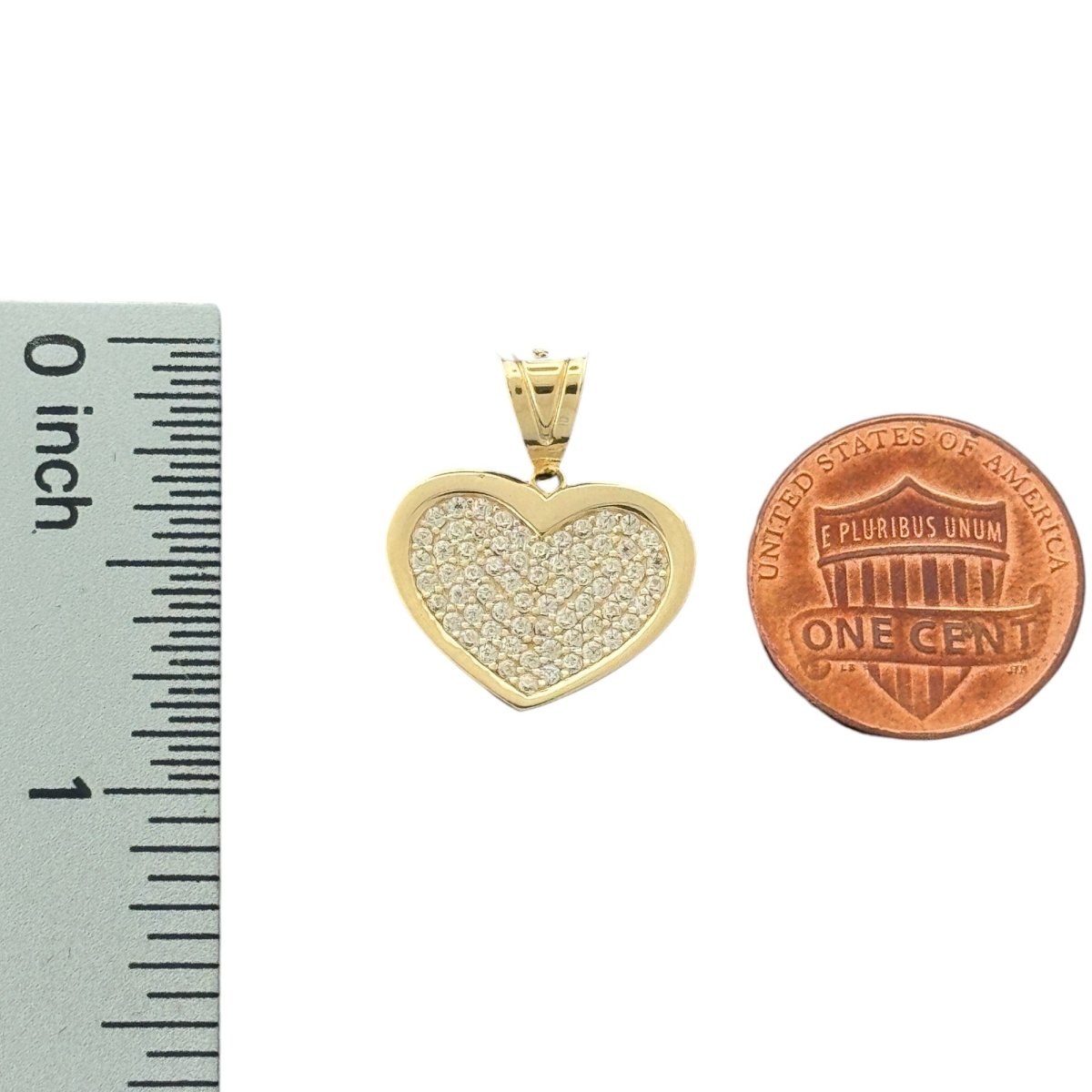 14KT Yellow Gold Pave CZ Heart Pendant