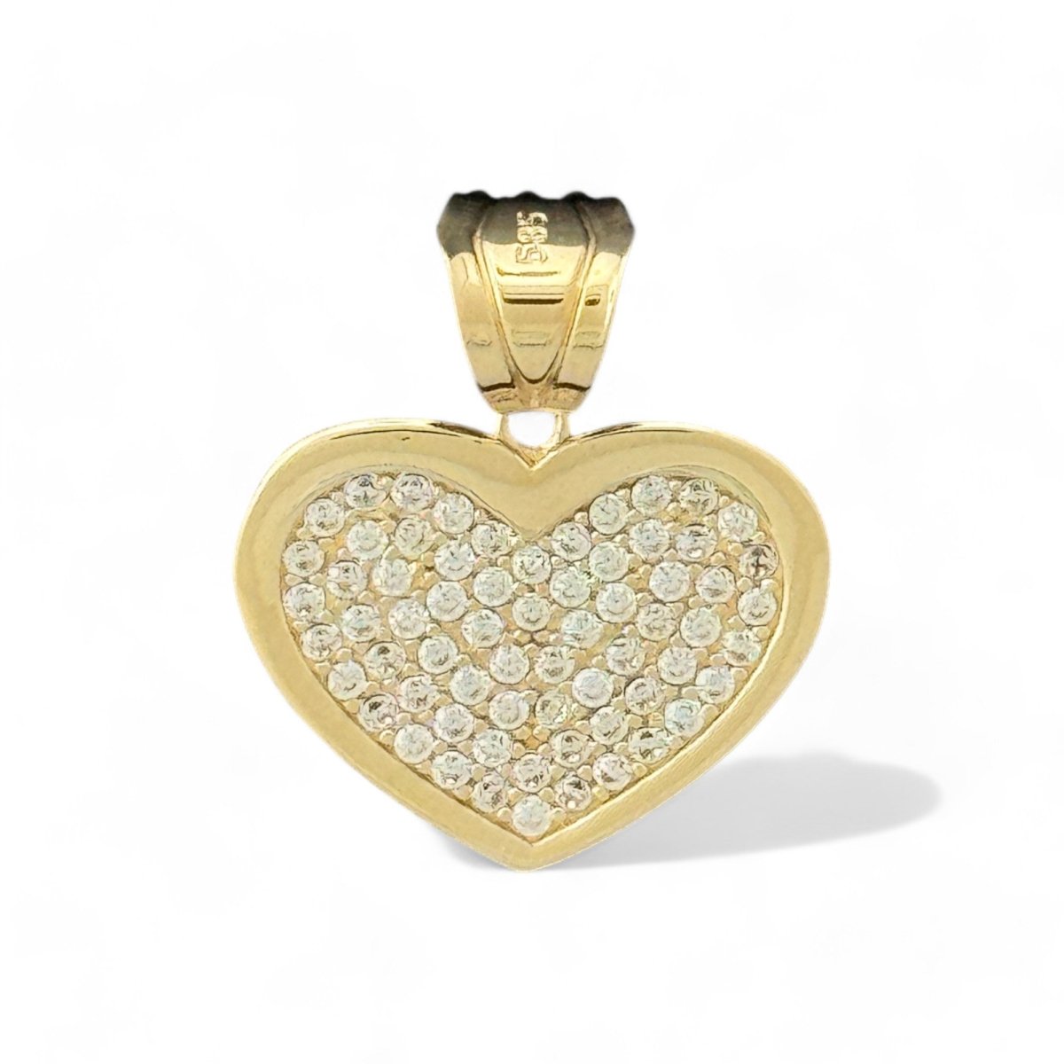 14KT Yellow Gold Pave CZ Heart Pendant