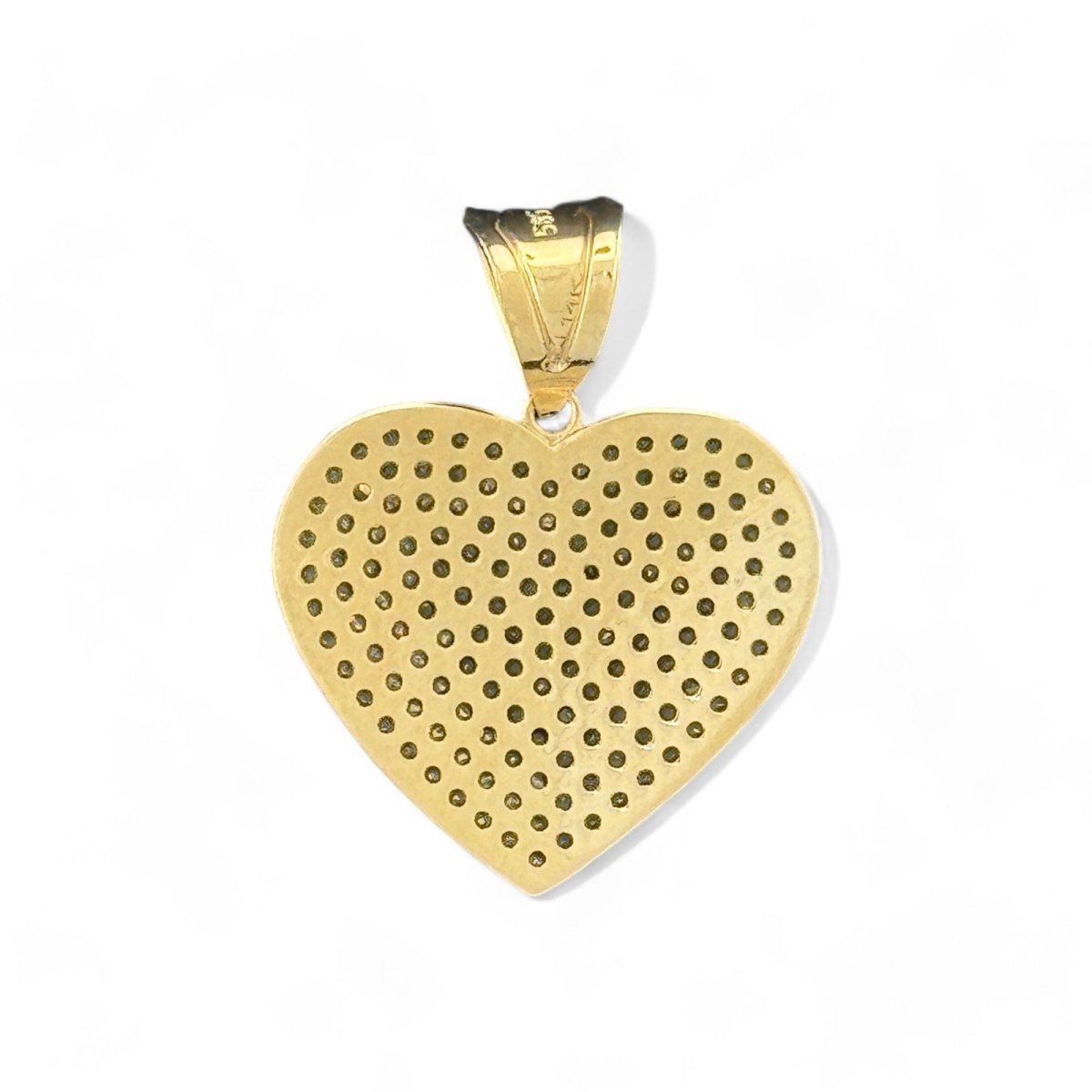 14KT Yellow Gold Pave CZ Heart Pendant