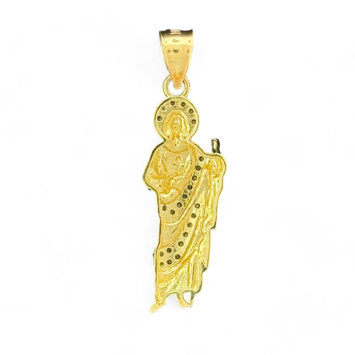 14KT Yellow Gold Saint Jude Pendant with CZ Stones