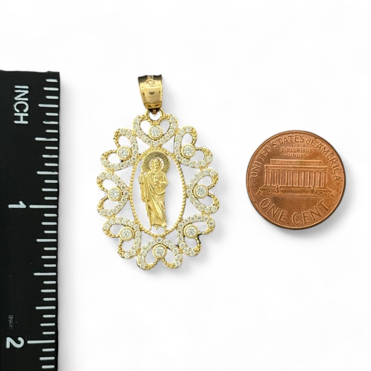 14KT Yellow Gold Saint Jude Pendant with Heart Frame - 5g