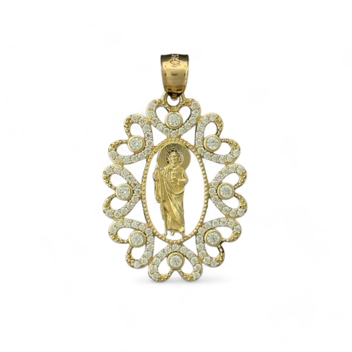 14KT Yellow Gold Saint Jude Pendant with Heart Frame - 5g