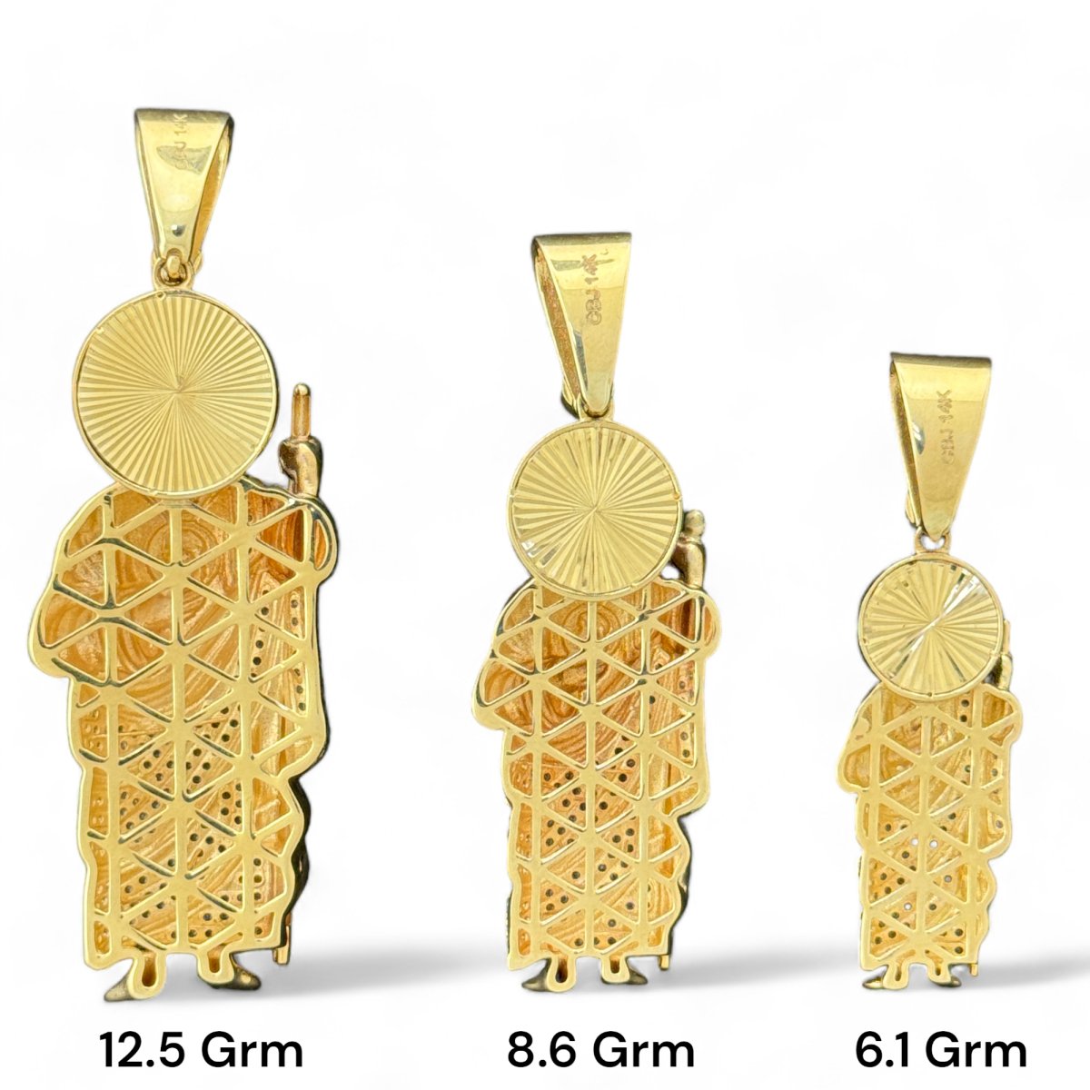 14KT Yellow Gold Saint Jude Pendants with CZ Stones