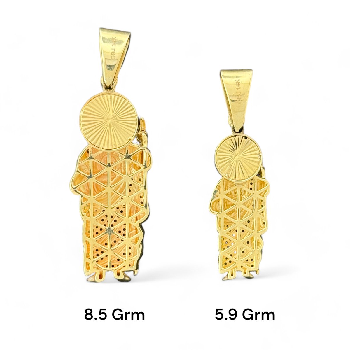 14KT Yellow Gold Saint Jude Pendants With Green CZ Stones