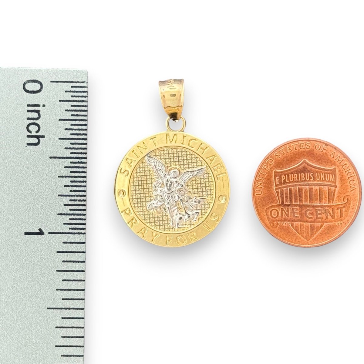 14KT Yellow Gold Saint Michael Medallion Pendant