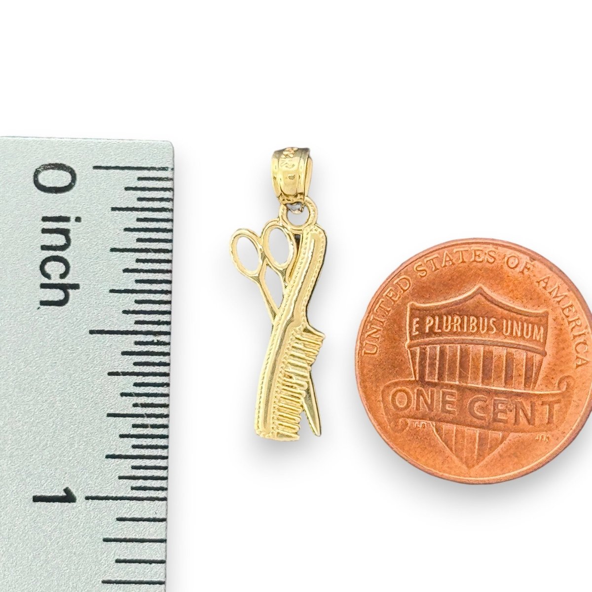 14KT Yellow Gold Scissors and Comb Pendant