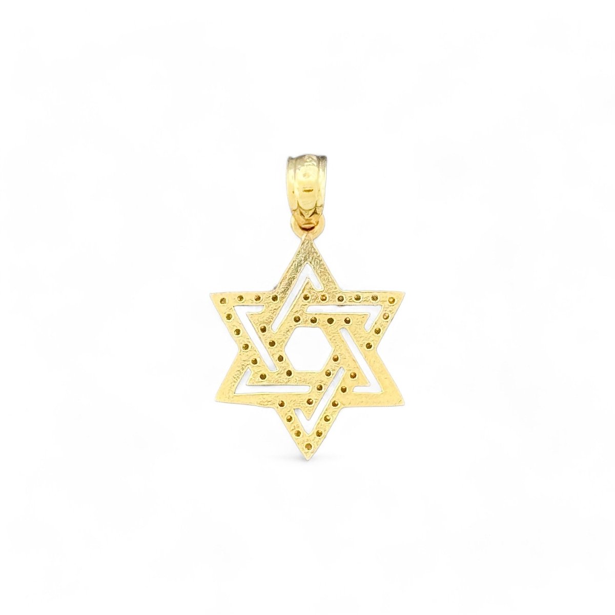 14KT Yellow Gold Star of David Pendant with CZ Accents