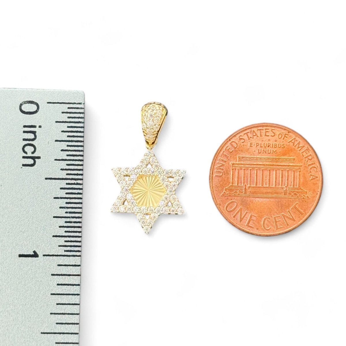 14KT Yellow Gold Star of David Pendant with CZ Accents