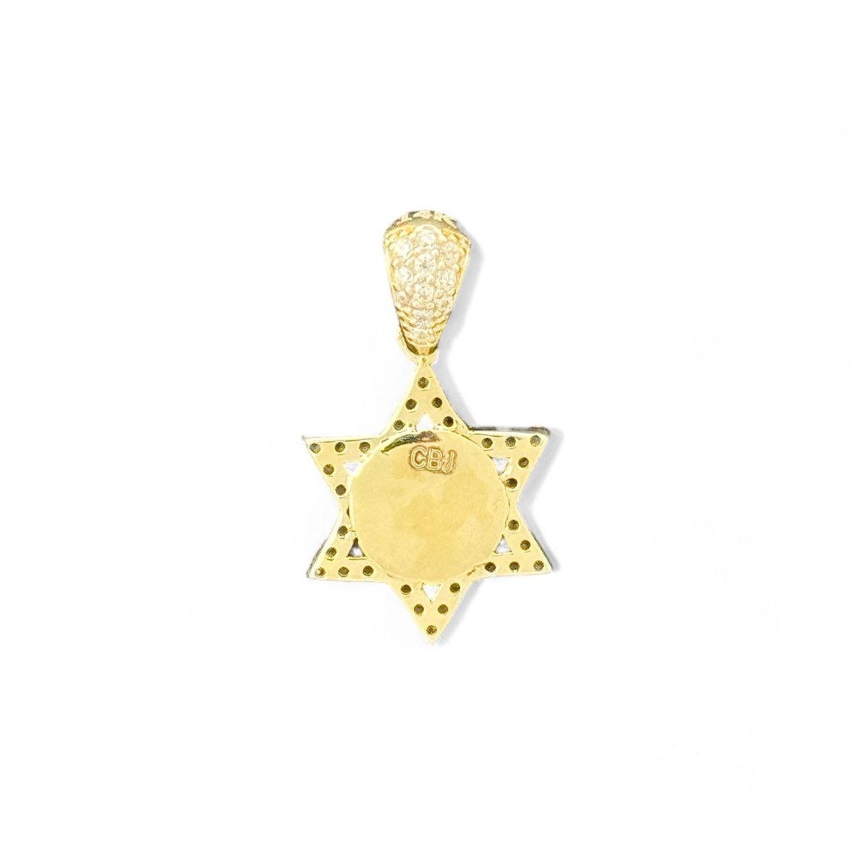 14KT Yellow Gold Star of David Pendant with CZ Accents