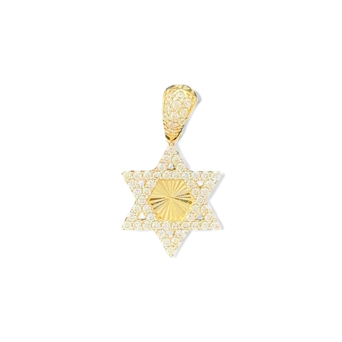 14KT Yellow Gold Star of David Pendant with CZ Accents