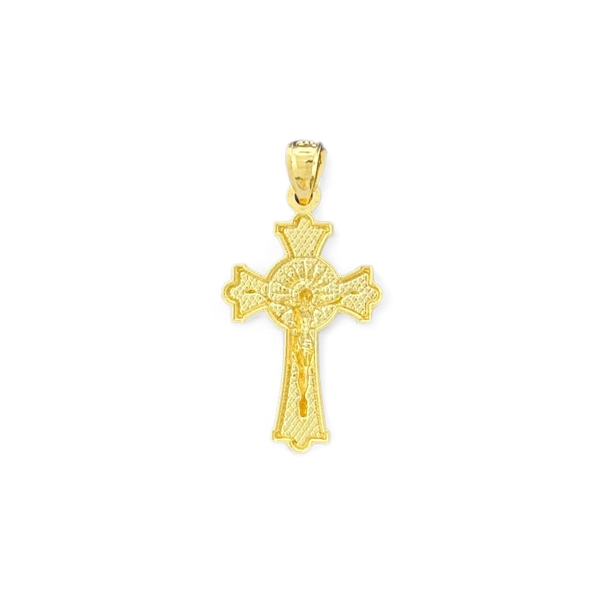 14KT Yellow Gold Sunburst Crucifix Pendant - 2.01gms