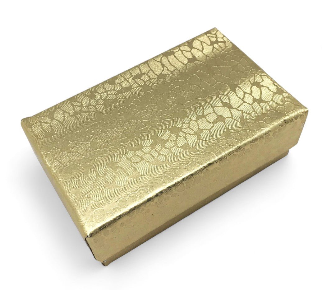 2 1/8" x 1 5/8" x 3/4" Gold Cotton Filled Paper Box