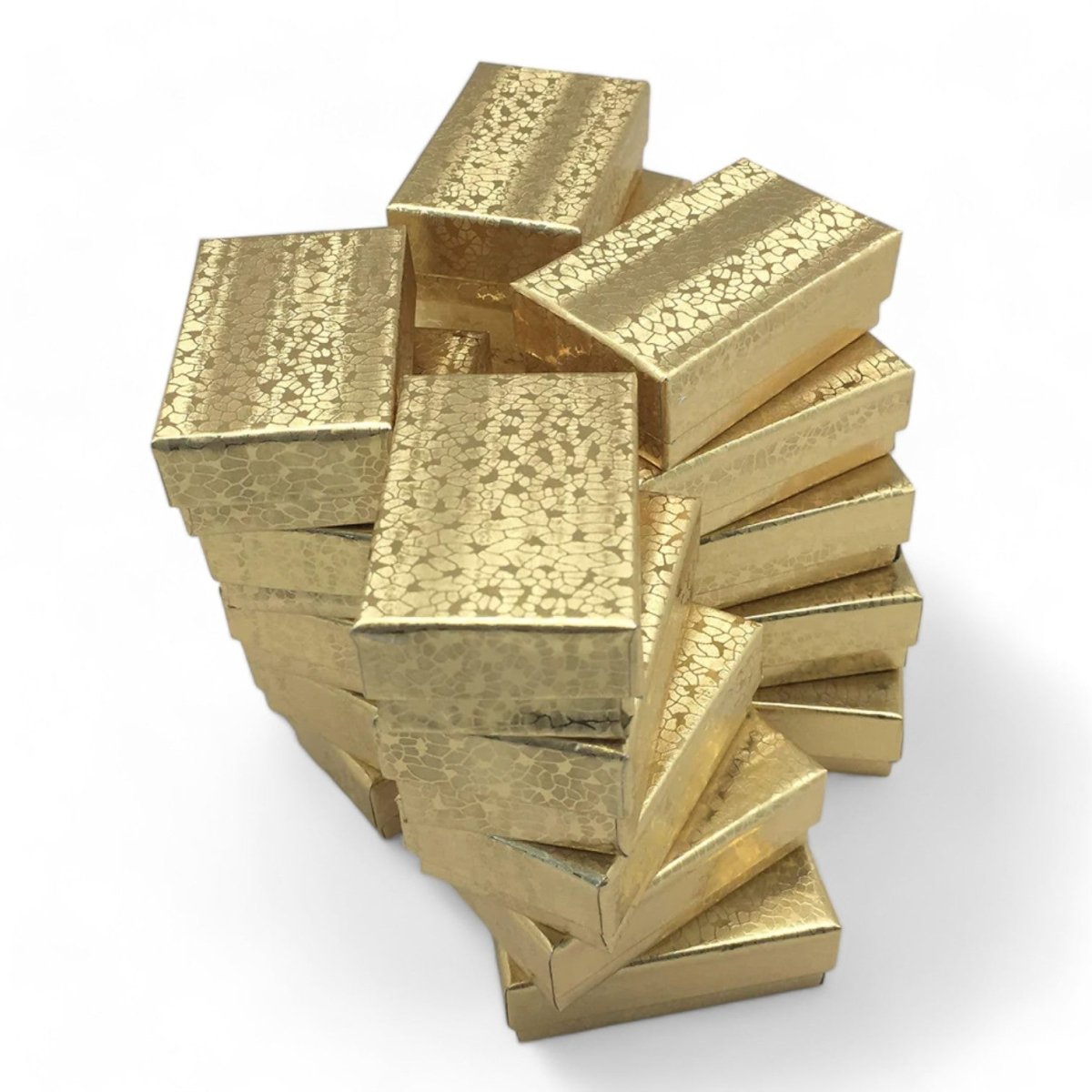 2 5/8" x 1 1/2" x 1" Gold Cotton filled paper box