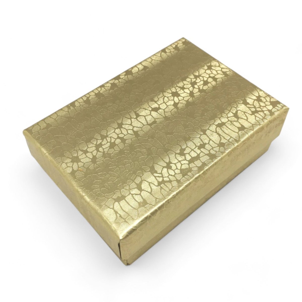 3 1/4" x 2 1/4" x 1" Gold Foil Cotton Filled Paper Box