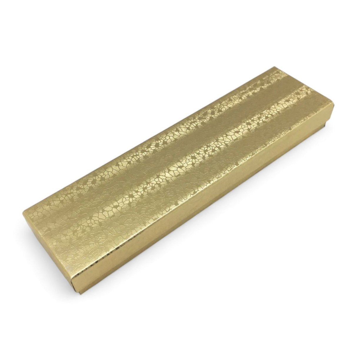 8" x 2" x 1" Gold Foil Cotton Filled Paper Boxes