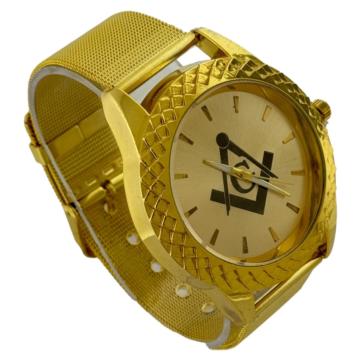 Captain Bling Masonic Gold Stainless Steel Strap Watch