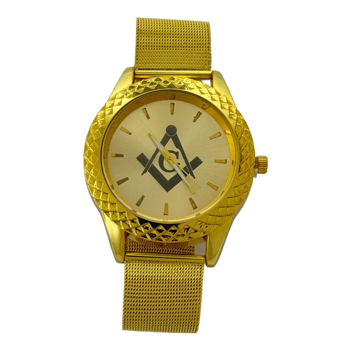 Captain Bling Masonic Gold Stainless Steel Strap Watch