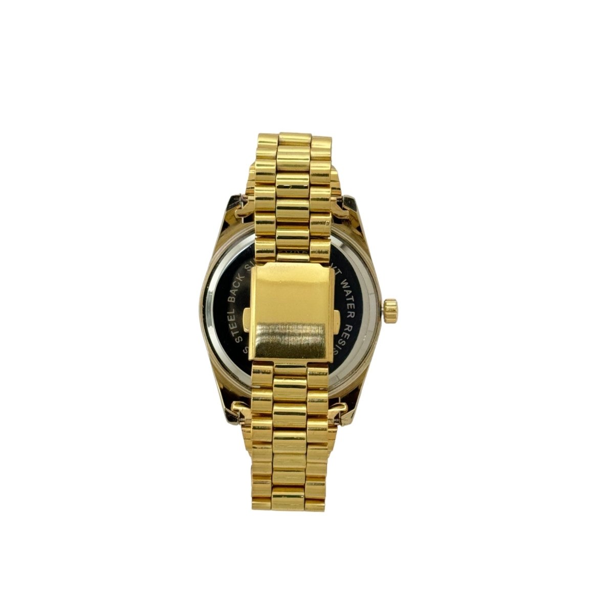 Captain Bling Masonic Gold Stainless Steel Watch: Black Tone with Roman Numerals