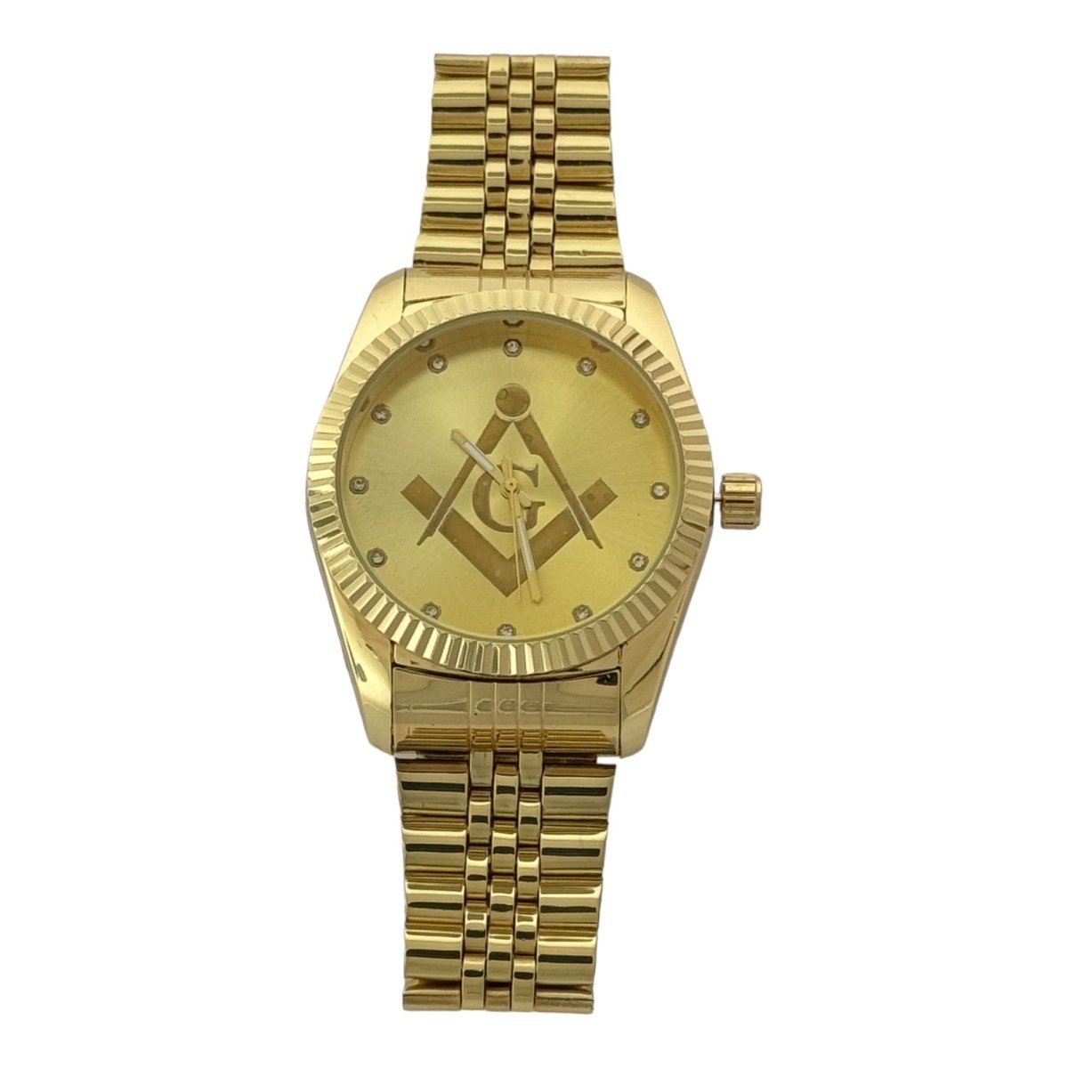 Captain Bling Masonic Gold Stainless Steel Watch: Gold Tone