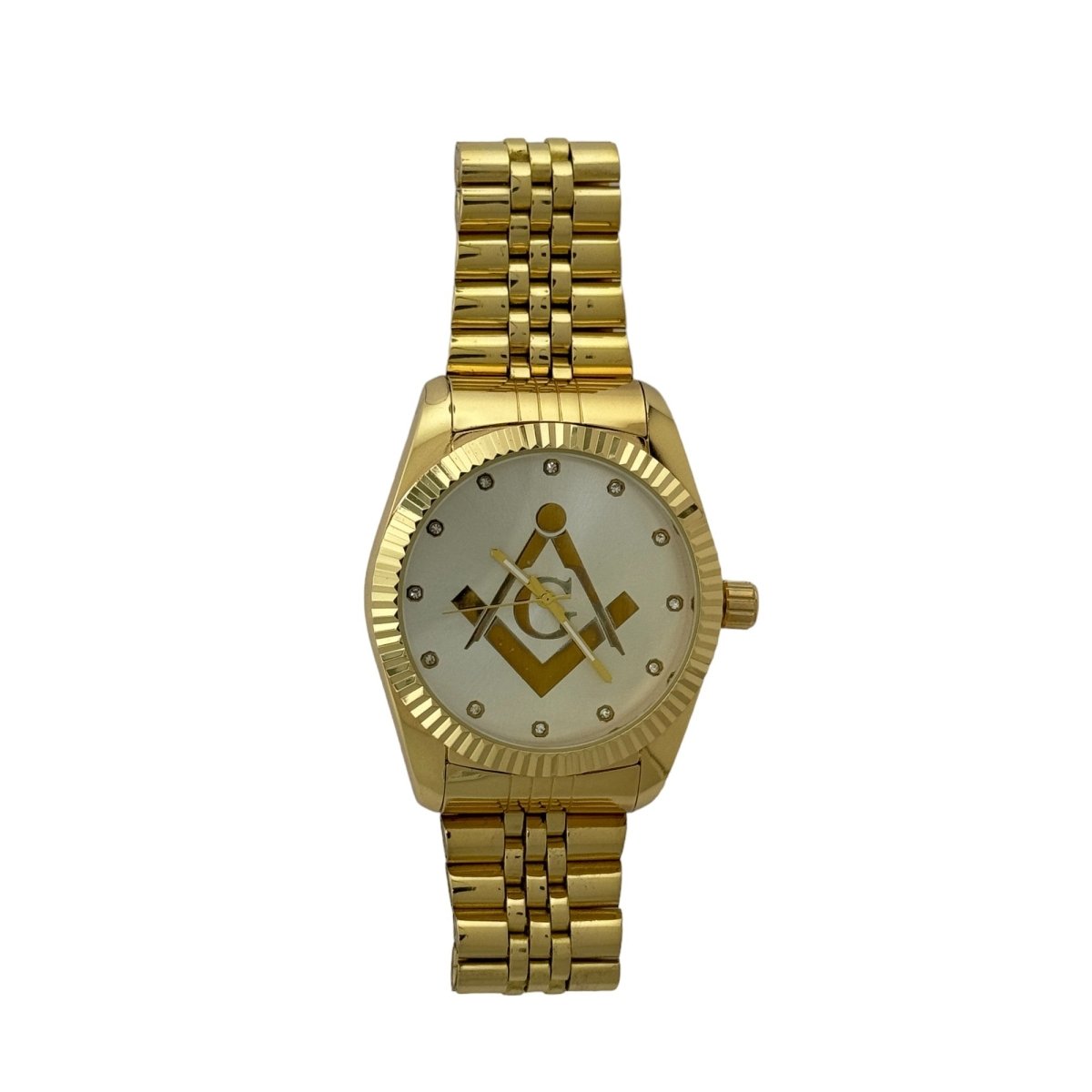 Captain Bling Masonic Gold Stainless Steel Watch: Gold Tone