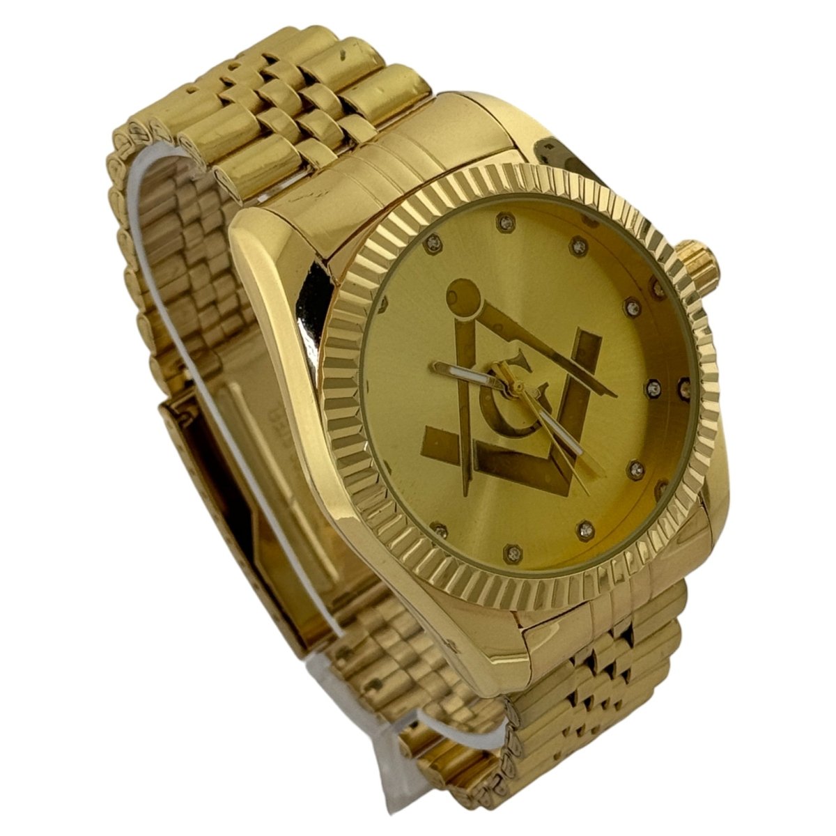 Captain Bling Masonic Gold Stainless Steel Watch: Gold Tone