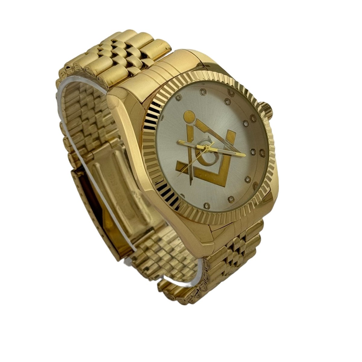 Captain Bling Masonic Gold Stainless Steel Watch: Gold Tone