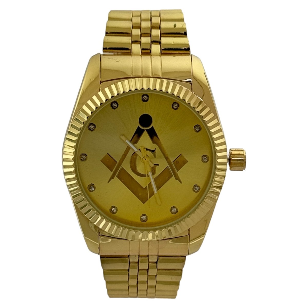 Captain Bling Masonic Gold Stainless Steel Watch: Gold Tone