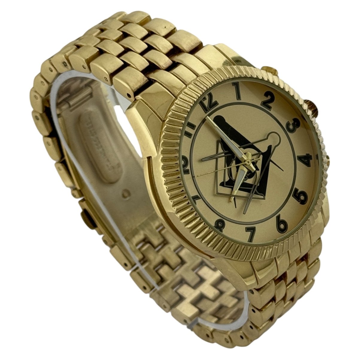 Captain Bling Masonic Gold Stainless Steel Watch: Rose Gold Tone