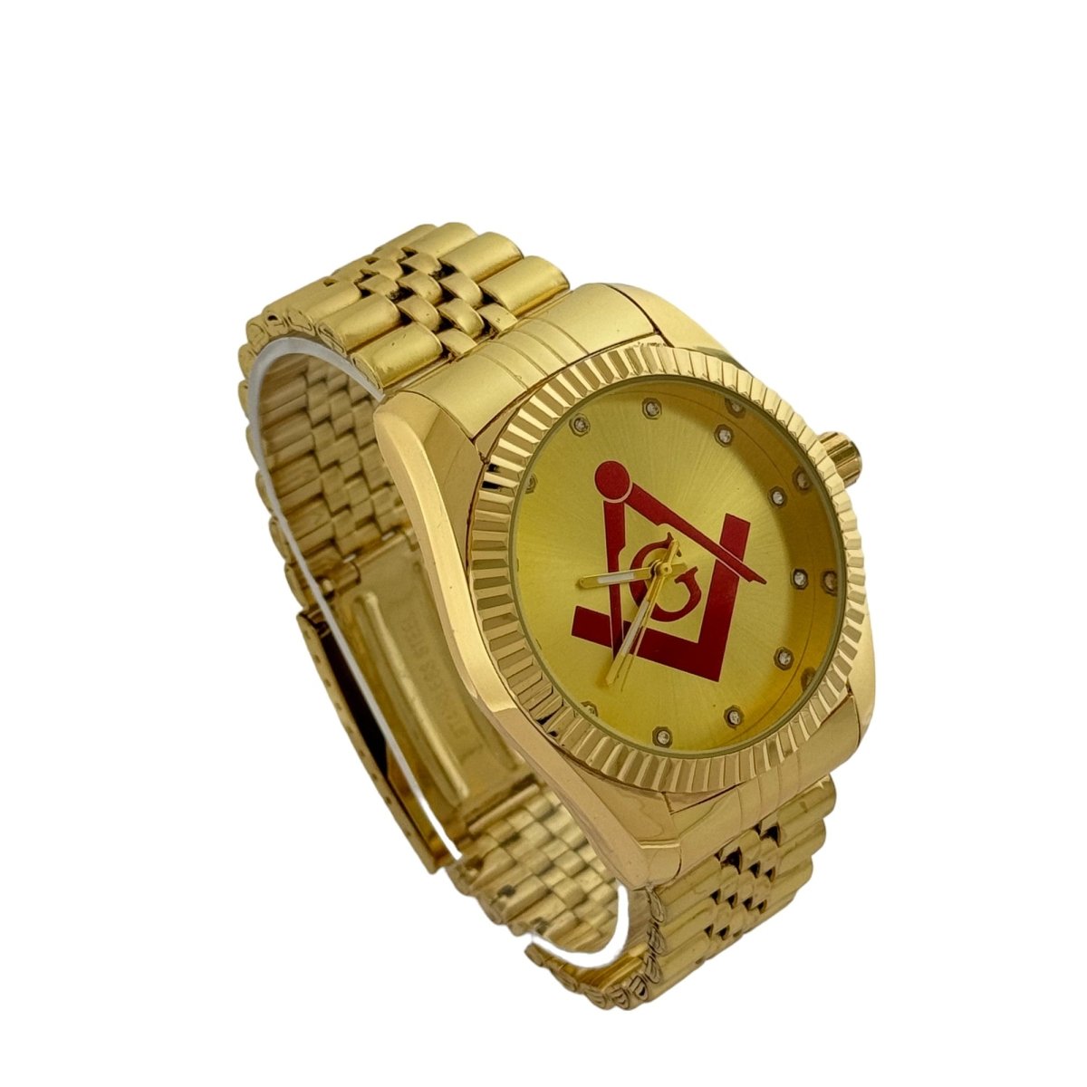 Captain Bling Masonic Gold Stainless Steel Watch:Red Tone