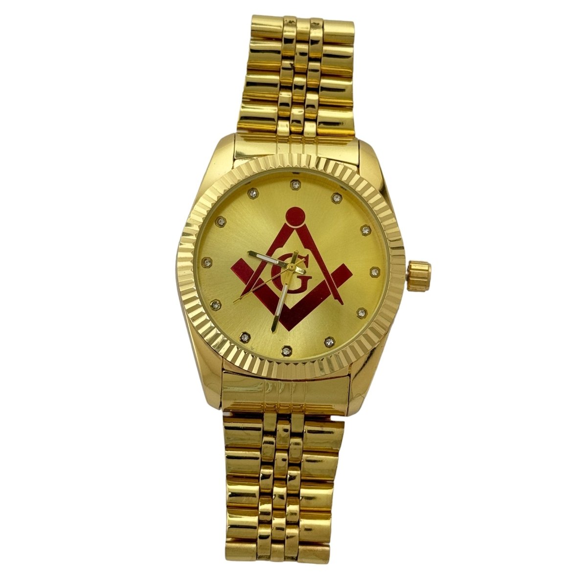 Captain Bling Masonic Gold Stainless Steel Watch:Red Tone