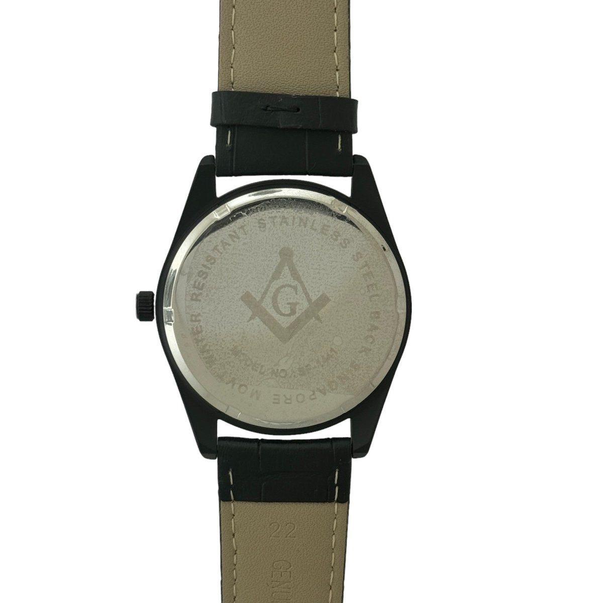 Captain Bling Masonic Leather Watch - Black Dial & Roman Numerals