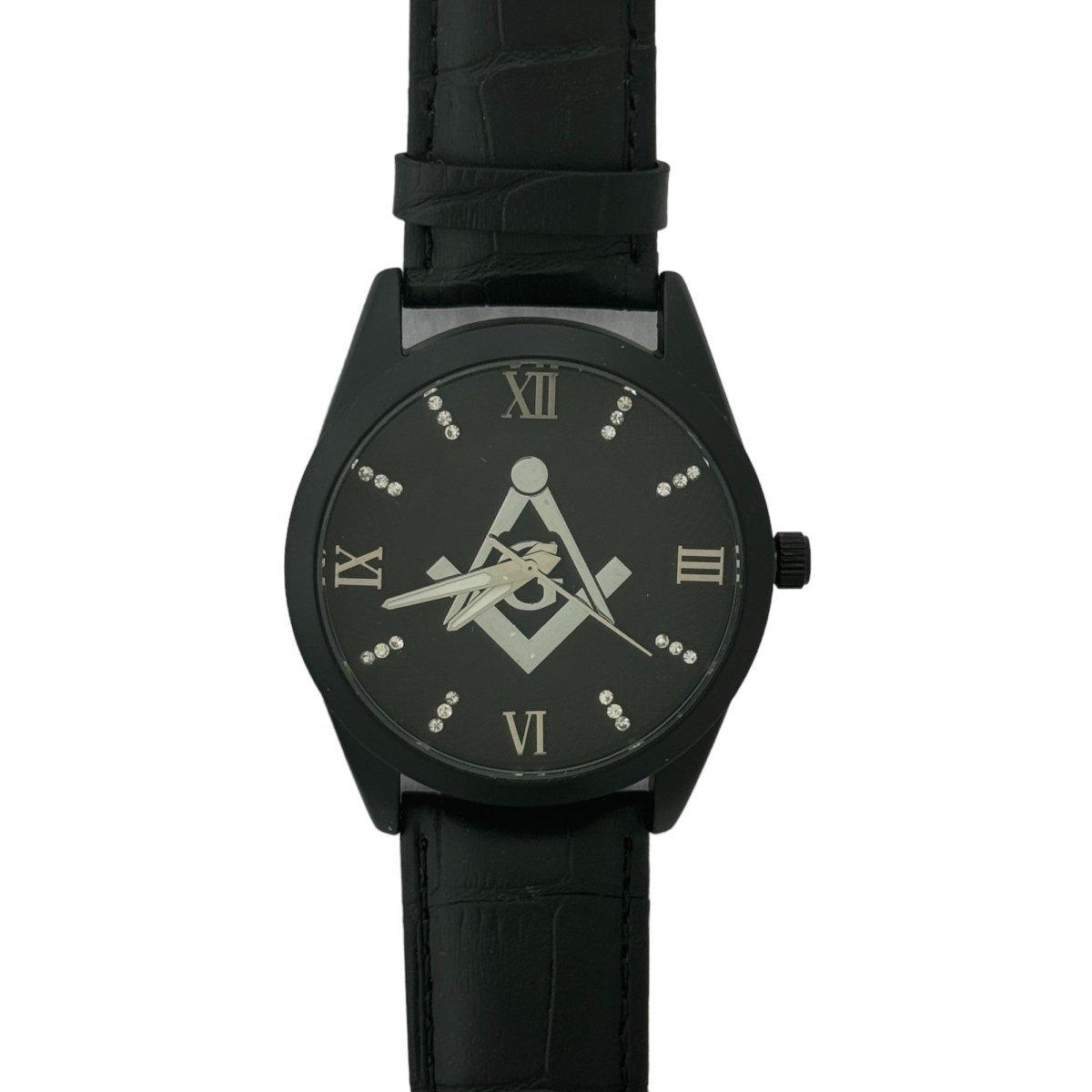 Captain Bling Masonic Leather Watch - Black Dial & Roman Numerals