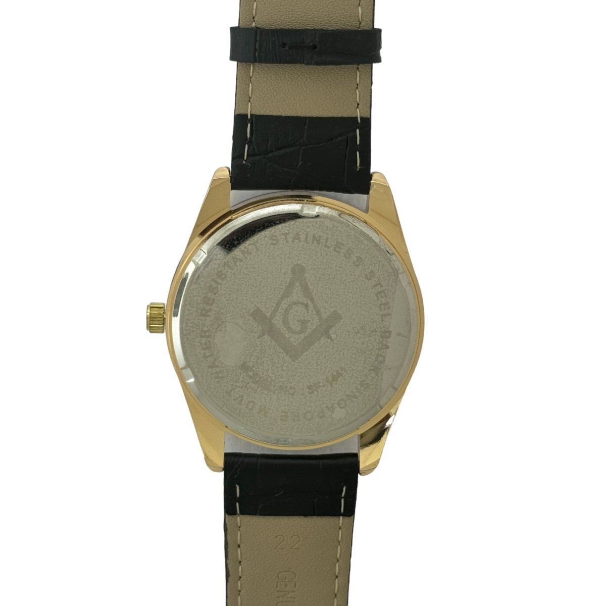 Captain Bling Masonic Leather Watch - Black & Gold Dial with Roman Numerals